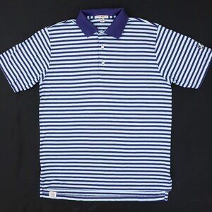 Peter Millar Men's Blue Striped Polo Size M